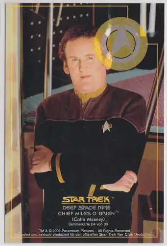 Star Trek Deep Space Nine Colm Meaney Chief Miles O'Brien Sammelkarte D4 von D9