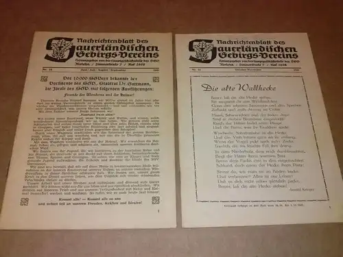 SGV Iserlohn (Hrsg.): Nachrichtenblatt des Sauerländischen Gebirgs-Vereins - Herausgegeben von der Hauptgeschäftsstelle des SGV Iserlohn, Zimmerstraße 7 - Nr. 18. Juni/Juli/August/September 1949 und Nr. 19...