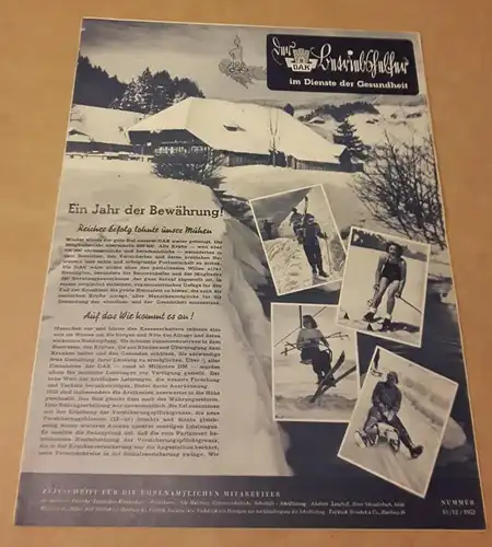 DAK (Hrsg.): Zeitschrift für die ehrenamtlichen Mitglieder - im Dienste der Gesundheit - DAK - Sitz Hamburg - Nummer 10/12/1952. 