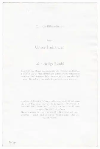 Sammelbild Europa-Bilderdienst Serie Unter Indianern Nr. 22 Indianer - Heilige Bündel. 