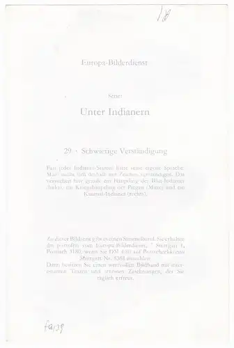 Sammelbild Europa-Bilderdienst Serie Unter Indianern Nr. 29 Indianer - Schwierige Verständigung. 