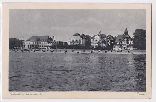 AK Ostseebad Travemünde Strand Gebäudeansicht Hotel ungelaufen. 