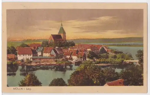 AK Mölln in Lauenburg Ortsansicht Kirche 1926 gelaufen. 