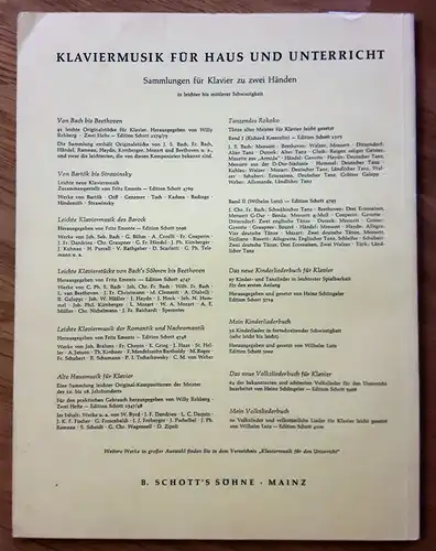Das neue Sonatinenbuch - Sonatinen und Stücke für Klavier. Piano. Edition Schott Band II [Band 2, zwei] 2512. Herausgegeben von Martin Frey. Nur Noten!