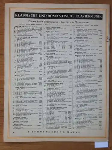 Beethoven Sonate. op. 27 Nr. 2 (Mondschein). Neuausgabe (nach dem Urtext) von Alfred Hoehn. PIANO. Edition Schott 0229 ½ EINZEL-AUSGABE. Nur Noten. Um 1952 zu datieren.