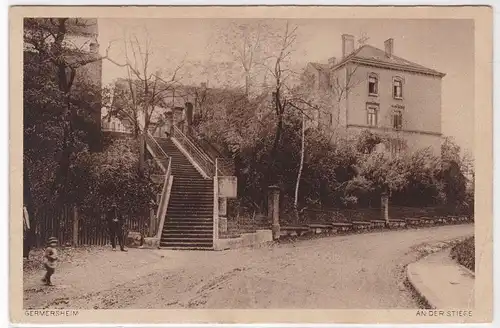 AK Germersheim An der Stiege Gebäudeansicht Treppe Kind 1919 gelaufen. 