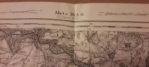 Karte Landkarte Frankreich 1:80000 I. Sek 36 AB Metz (Longwy 25 CD) - kl. Legende