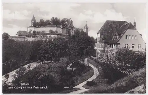 AK Coburg Veste Coburg mit Hotel Festungshof 1932 gelaufen. 