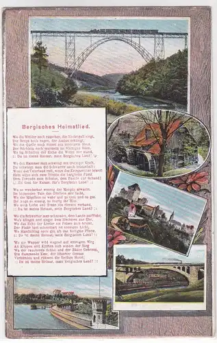 AK Bergisches Heimatlied Bergisches Land Brücke Eisenbahn Wermelskirchen Feldpost 1917 gelaufen. 
