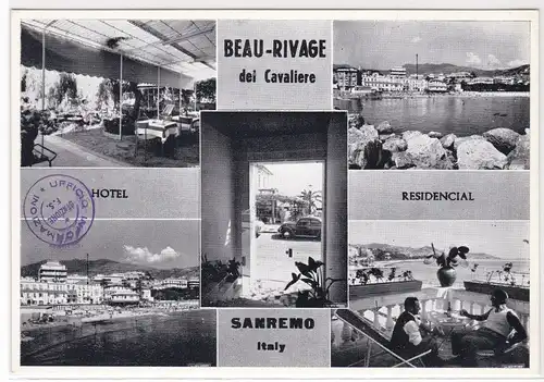 AK Sanremo San Remo Italy Beau-Rivage die Cavaliere Hotel Residencial Mehrbildkarte ungelaufen. 