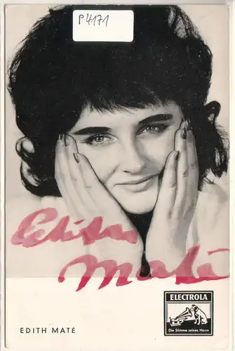 Autogrammkarte Edith Mate signiert ungelaufen umseitig Diskographie