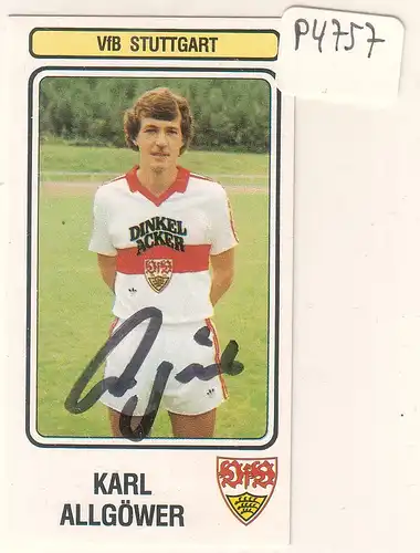 Panini-Sammelbild Karl Allgöwer signiert, VfB Stuttgart, Panini Fussball 83 Nr. 375