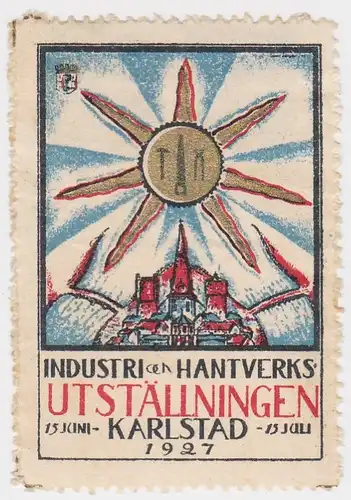 Ereignismarke Vignette Schweden Karlstad 1927 Ausstellung Industri Hantverk. 