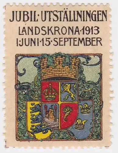 Ereignismarke Vignette Schweden Landskrona 1913 Jubil-Utställningen Jubiläum. 