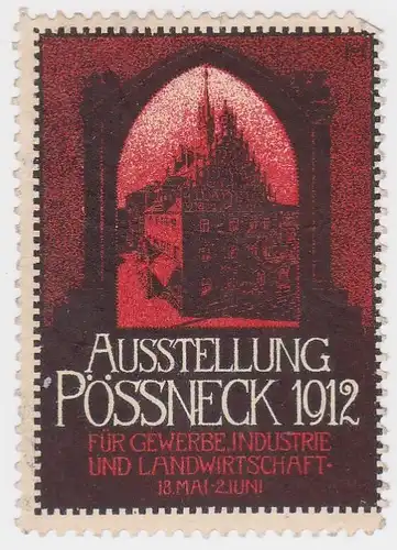 Ereignismarke Vignette Reklamemarke Ausstellung Pößneck 1912 Landwirtschaft Industrie. 