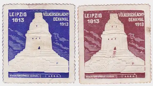 2x Ereignismarke Vignette Reklamemarke Leipzig Völkerschlachtdenkmal 1813 - 1913. 