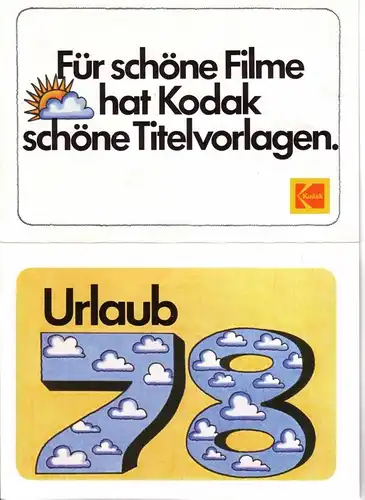 Kodak (Hrsg.): Leporello (groß und farbig) von Kodak mit diversen Titelvorlagen /  Für schöne Filme hat Kodak schöne Titelvorlagen.  / Folgende Vorlagen sind...
