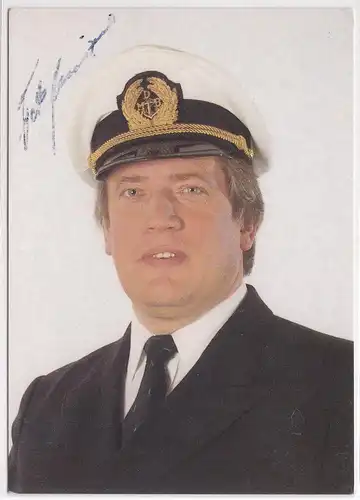 Autogrammkarte Fiete Münzner signiert, Lieder der Meere mit dem Kapitän der guten Laune, umseitig Diskographie