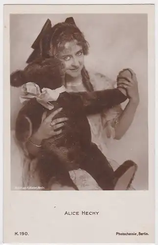 AK Alice Hechy mit Teddybär, Bildnis von A. Binder Berlin, ungelaufen