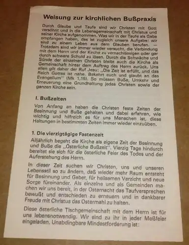 Sekretariat der Deutschen Bischofskonferenz (Hrsg.): Weisung zur kirchlichen Bußpraxis - Bußzeiten, Fastenzeit, Buße. 