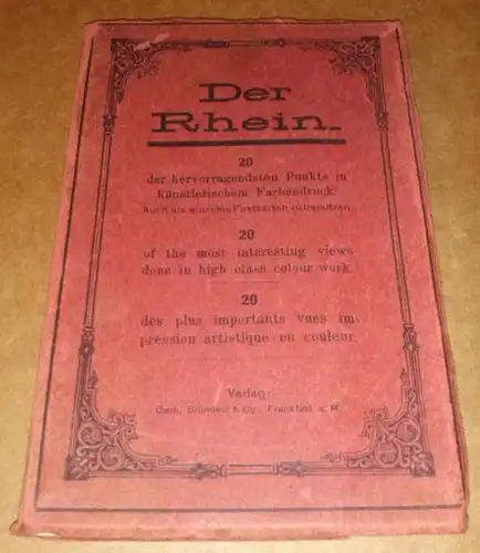 Gerhard Blümlein & Co. (Hrsg.): Der Rhein - 20 der hervorragendsten Punkte in künstlerischem Farbendruck. Auch als einzelne Postkarten zu benutzen (Titel in engl.+fra. Sprache...