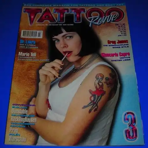 FLAMINGO (Hrsg.): Tattoo Revue Nr. 3/99 - V. Jahrgang Mai/Juni 1999 - Das führende Magazin für Tattoos und Body Art - Themen u.a. Dr. Lakra, Mario Teli, Greg James, Giancarlo Capra / ISSN 1123-8992. 