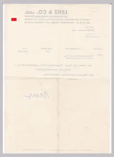 Schreiben Währungsbescheinigung Lenz & Co. oHG., Automatische Steuerungstechnik, Fabrikation und Reparatur elektrischer Schaltuhren und Apparate, Berlin 1957