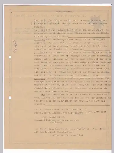 Rechnung oder Schreiben BLANKO L. Cobin, Cigarren-Einfuhr und Versandhaus, Zigarren, Berlin-Tempelhof, umseitig ist eine Übersetzung, um 1948