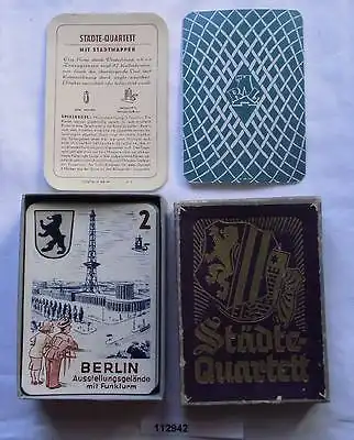 Altes Städte Quartett mit Stadtwappen im Original Karton um 1947 (112942)
