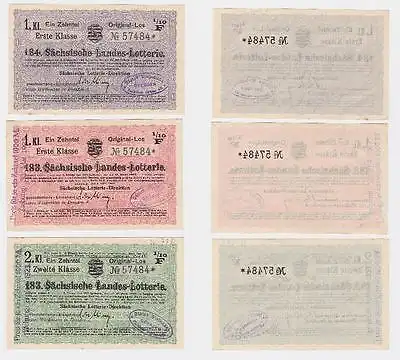 3 Lose Lotterie Scheine Sächsische Landes Lotterie 1923 (117293)