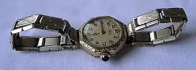 Hübsche vergoldete Damen Armbanduhr Marke Berg um 1930 (117061)