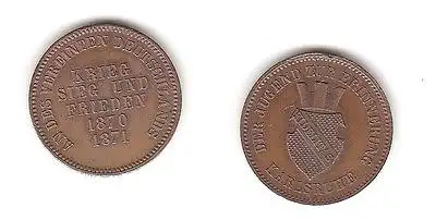 Alte Bronze Medaille Karlsruhe "Der Jugend zur Erinnerung" 1870/71 (113207)