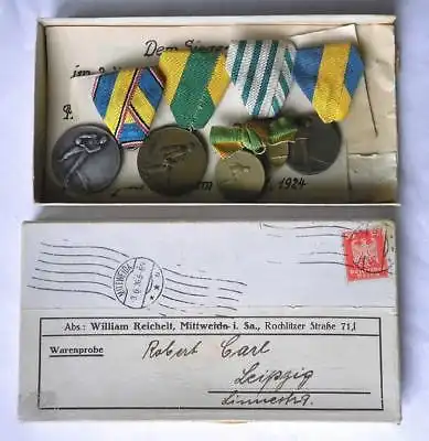 5 seltene DDR Medaillen Kegeln um 1925 im Originalkarton (114551)