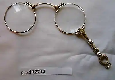 Rare Biedermeier 750er/ 18 Karat Gold Lorgnon Lorgnette Klappbrille (112214)