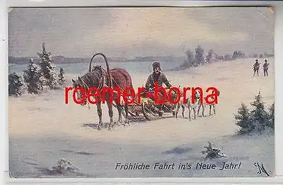 78682 Neujahrs Ak Russischer Pferde Schlitten mit 2 Hunden 1911