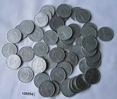 Konvolut mit 50 DDR Münzen 1 Mark Aluminium (108894)