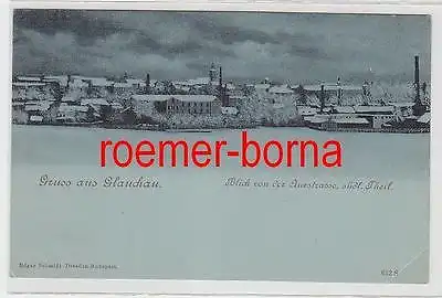 71539 Mondscheinkarte Gruss aus Glauchau Blick von der Auestrasse um 1900