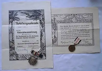 2 seltene Orden mit Urkunden der Kolonie Deutsch Südwest Afrika (113537)