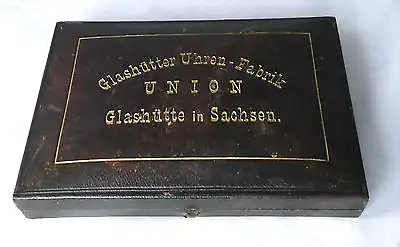 Goldene Taschenuhr Uhrenfabrik Union Glashütte 1 A um 1900 im Originaletui