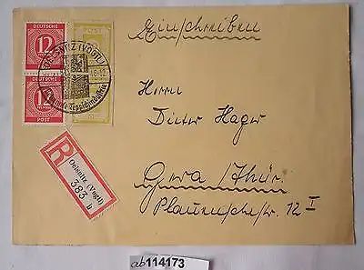 Alter Einschreiben Brief  SBZ gestempelt Ölsnitz i.V. 1946 (114173)
