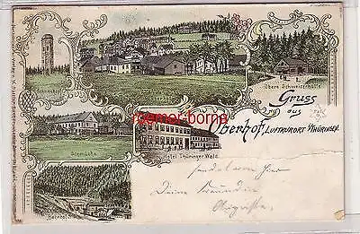 79198 Ak Lithographie Gruss aus Oberhof Luftkurort in Thüringen Bahnhof usw 1898
