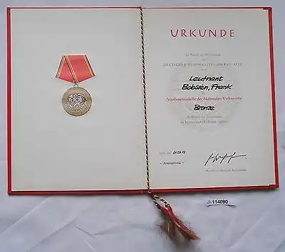 DDR Urkunde Verdienstmedaille der NVA in Bronze 1973 (114090)