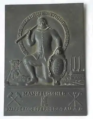 Eisen Plakette "Mansfelder Bergbau f.25 Jahre Treue Arbeit" Kunstguß Lauchhammer