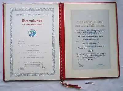 DDR Ehrenurkunde für unfallfreie Arbeit plus Belobigung 1969-1969 (113960)