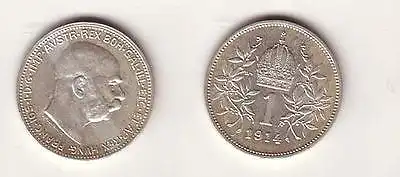 1 Krone Silber Münze Österreich 1914 (103923)