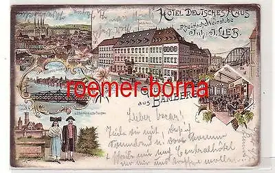 72318 Ak Lithografie Gruss aus Bamberg Hotel Deutsches Haus 1904