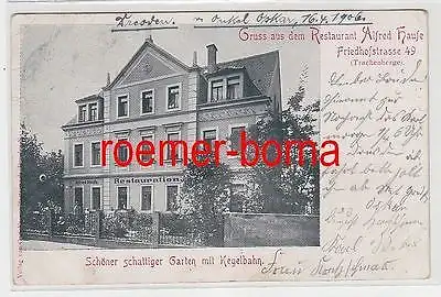 74561 Ak Gruß aus dem Restaurant Alfred Haufe Dresden Trachenberge 1906