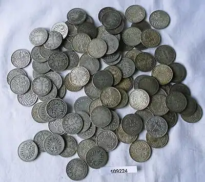 Sammlung mit 100 Silbermünzen 1 Mark Deutsches Reich Kaiserreich (109224)