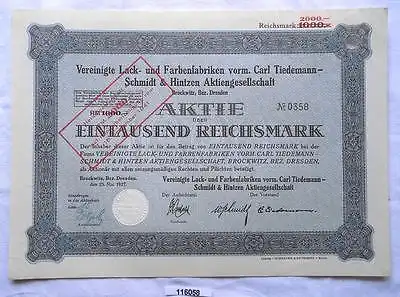 Aktie Lack- und Farbenfabriken Brockwitz Bezirk Dresden 1927 (116058)