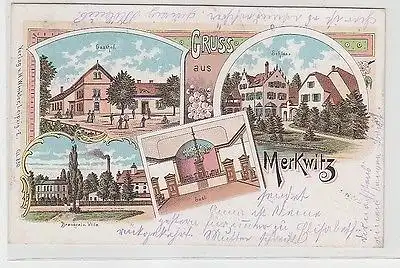 60512 Ak Lithographie Gruß aus Merkwitz Gasthof usw. 1900
